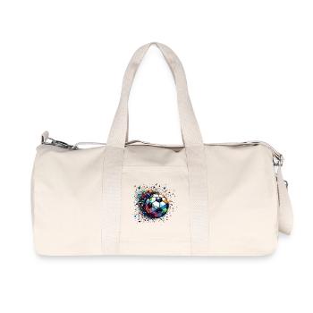 Colourful dynamic football motif with light reflections - Recycled Canvas Sports Bag by Stanley/Stella - natural - Front
