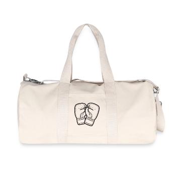 Boxing Gloves Line Art - Recycled Canvas Sports Bag by Stanley/Stella - natural - Front