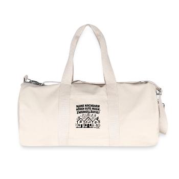 Meine Nachbarn Hören Gute Musik Zwangsläufig - Recycelte Canvas-Sporttasche von Stanley/Stella - Naturweiß - Vorne