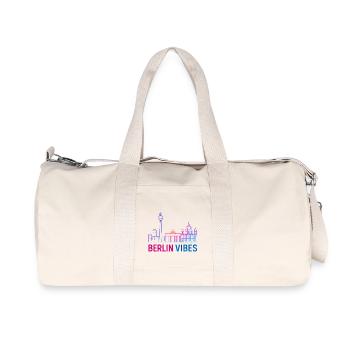 Berlin Vibes Neon Skyline Silhouette City - Recycled Canvas Sports Bag by Stanley/Stella - natural - Front
