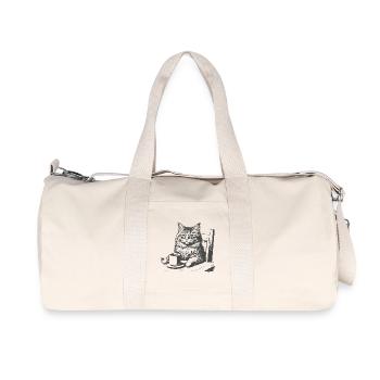 Cat Coffee Moment - Recycled Canvas Sports Bag by Stanley/Stella - natural - Front