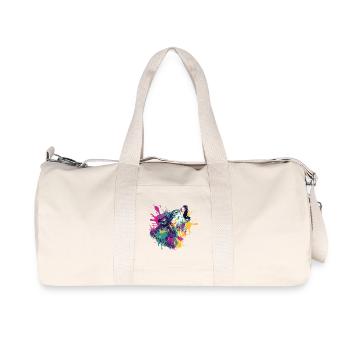 Wolf in color explosion style - Recycled Canvas Sports Bag by Stanley/Stella - natural - Front