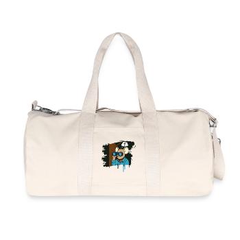 Curious mouse with binoculars in comic style - Recycled Canvas Sports Bag by Stanley/Stella - natural - Front