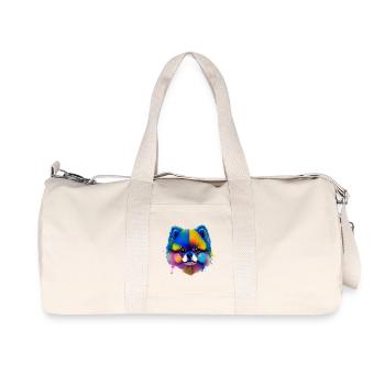 Pomeranian Dog Colorful Splash Art Portrait - Recycled Canvas Sports Bag by Stanley/Stella - natural - Front