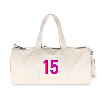 15. 15 ANS. 15e ANNIVERSAIRE. ANNIVERSAIRE 15 ANS. - Sac de sport en toile recyclée Stanley/Stella - blanc naturel - Devant