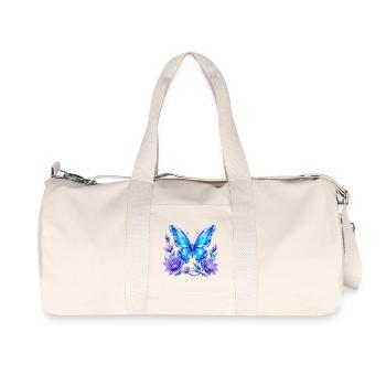 Blue Crystal Butterfly with Flowers - Recycled Canvas Sports Bag by Stanley/Stella - natural - Front