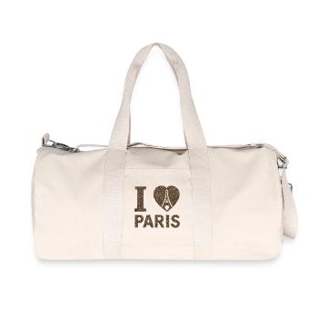 I Heart Paris Crowd Art - Recycled Canvas Sports Bag by Stanley/Stella - natural - Front