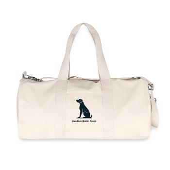 Sitzender Hund Silhouette – Loyaler Eindruck - Recycelte Canvas-Sporttasche von Stanley/Stella - Naturweiß - Vorne
