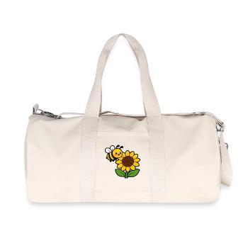 Sonnenblume Biene Cartoon - Recycelte Canvas-Sporttasche von Stanley/Stella - Naturweiß - Vorne