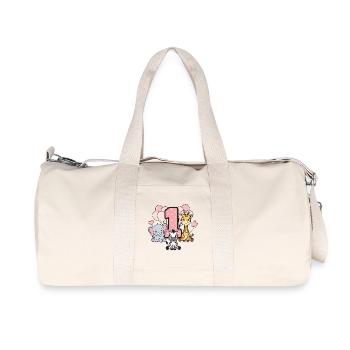 First Birthday Stuffed Animals Safari - Recycled Canvas Sports Bag by Stanley/Stella - natural - Front