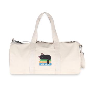 La dame aux chats qui dort un chat noir dans les livres - Sac de sport en toile recyclée Stanley/Stella - blanc naturel - Devant