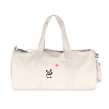 panda heart cute balloon bear big thick kusch - Recycled Canvas Sports Bag by Stanley/Stella - natural - Front