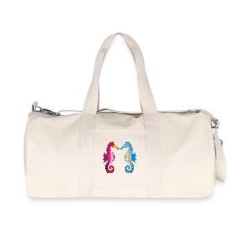 zwei zauberhafte Seepferdchen in Liebe verbunden - Recycelte Canvas-Sporttasche von Stanley/Stella - Naturweiß - Vorne