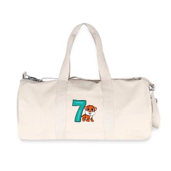 7 ans 7 ans avec motif animal - sept - Sac de sport en toile recyclée Stanley/Stella - blanc naturel - Devant