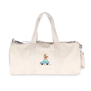 Horse flies as a superhero on car - Recycled Canvas Sports Bag by Stanley/Stella - natural - Front