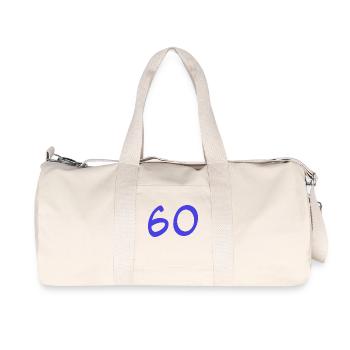 60. 60 JAHRE. 60-JÄHRIGES JUBILÄUM. 60. GEBURTSTAG. - Recycelte Canvas-Sporttasche von Stanley/Stella - Naturweiß - Vorne