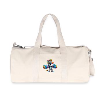 Colorful zebra with dumbbell barbell - Recycled Canvas Sports Bag by Stanley/Stella - natural - Front