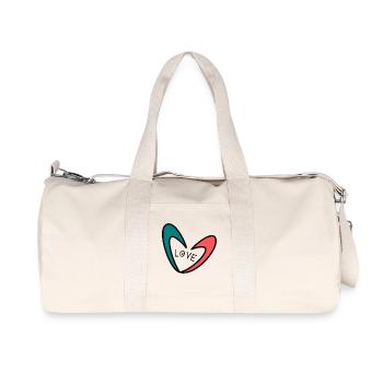 LOVE. CŒUR. CŒURS. COEUR. FÊTE DES PERES - Sac de sport en toile recyclée Stanley/Stella - blanc naturel - Devant
