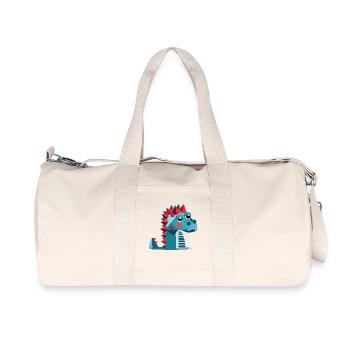 A Dino – Playful and Colorful Illustration - Recycled Canvas Sports Bag by Stanley/Stella - natural - Front