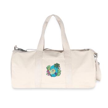 Tropical Ocean Wave with Palms – Summer Art - Recycled Canvas Sports Bag by Stanley/Stella - natural - Front