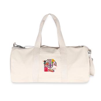 Tradition coréenne – Canard mandarin et symboles - Sac de sport en toile recyclée Stanley/Stella - blanc naturel - Devant