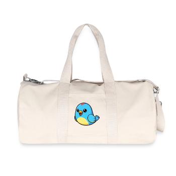 Cheerful Blue Bird Cartoon - Recycled Canvas Sports Bag by Stanley/Stella - natural - Front