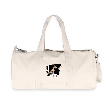 Dog in the rain on roof in stylized cartoon style - Recycled Canvas Sports Bag by Stanley/Stella - natural - Front