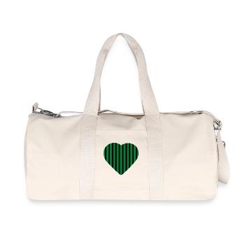 Green Striped Heart Shaped Motif - Recycled Canvas Sports Bag by Stanley/Stella - natural - Front
