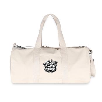 Fitness Weight Lifting Motif Drawing - Recycled Canvas Sports Bag by Stanley/Stella - natural - Front