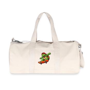 Skateboarding Turtle Mascot Cartoon - Recycled Canvas Sports Bag by Stanley/Stella - natural - Front