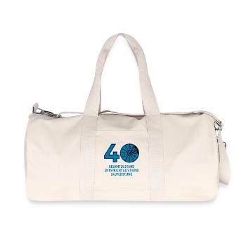 HU February 2026 - 40 Years - Birthday Gift - Recycled Canvas Sports Bag by Stanley/Stella - natural - Front
