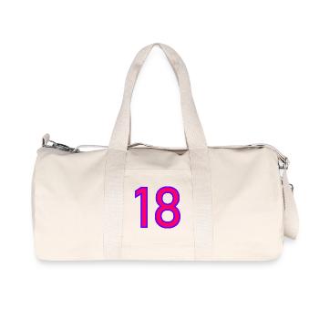 18. 18 YEARS OLD. 18th ANNIVERSARY. 18 BIRTHDAY. - Recycled Canvas Sports Bag by Stanley/Stella - natural - Front