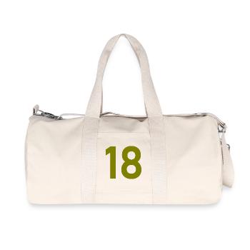 18. 18 YEARS OLD. 18th ANNIVERSARY. 18 BIRTHDAY. - Recycled Canvas Sports Bag by Stanley/Stella - natural - Front