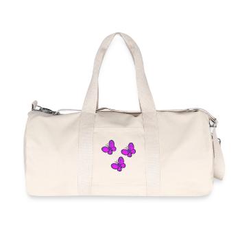Neon Pink Butterflies Trio - Recycled Canvas Sports Bag by Stanley/Stella - natural - Front