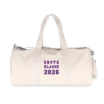 ERSTE KLASSE 2026 – Einschulung Collegestyle cool - Recycelte Canvas-Sporttasche von Stanley/Stella - Naturweiß - Vorne