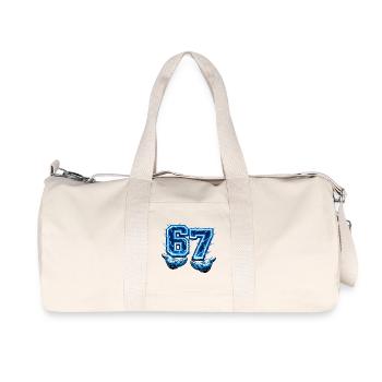 67 Six Seven Meme Gen Alpha Funny - Recycled Canvas Sports Bag by Stanley/Stella - natural - Front