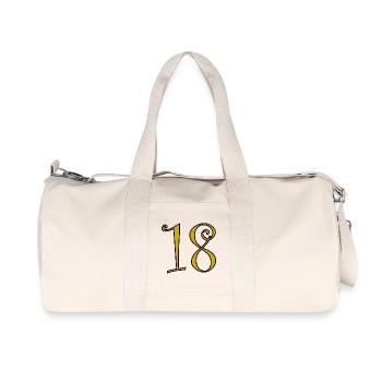 18. 18 YEARS OLD. 18th ANNIVERSARY. 18 BIRTHDAY. - Recycled Canvas Sports Bag by Stanley/Stella - natural - Front