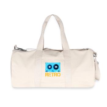 Bande au look rétro vintage et design cassette - Sac de sport en toile recyclée Stanley/Stella - blanc naturel - Devant