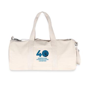 HU Mai 2026 - 40 Jahre - Geburtstag Geschenk - Recycelte Canvas-Sporttasche von Stanley/Stella - Naturweiß - Vorne
