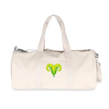 Geometric ram's head yellow-green - Recycled Canvas Sports Bag by Stanley/Stella - natural - Front