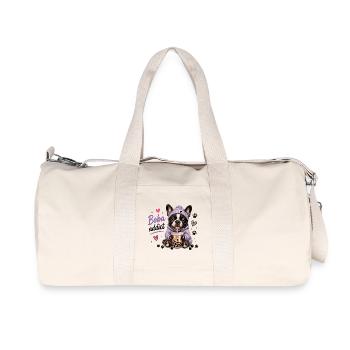 Boba Addict French Bulldog Bubble Tea - Recycled Canvas Sports Bag by Stanley/Stella - natural - Front