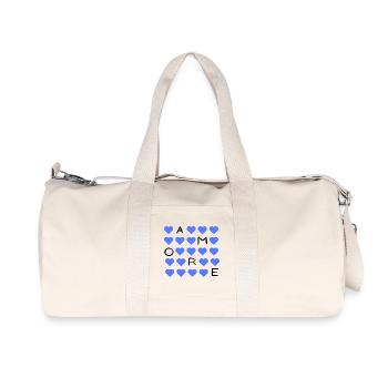 Blauherz Raster Muster - Recycelte Canvas-Sporttasche von Stanley/Stella - Naturweiß - Vorne
