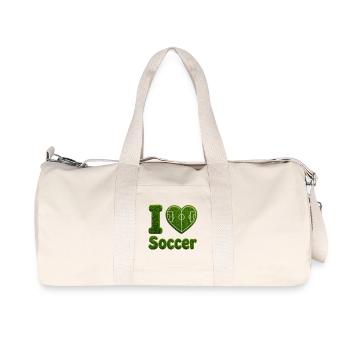 J’adore la conception de terrains de football en gazon et cœur - Sac de sport en toile recyclée Stanley/Stella - blanc naturel - Devant