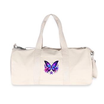Galaxy Butterfly Flowers - Recycled Canvas Sports Bag by Stanley/Stella - natural - Front