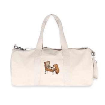 Bär am Pinballtisch - Recycelte Canvas-Sporttasche von Stanley/Stella - Naturweiß - Vorne