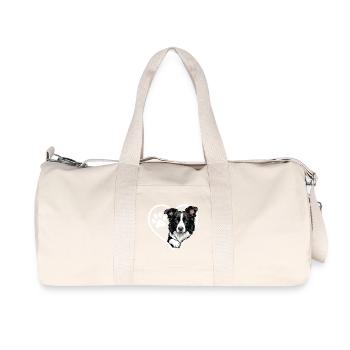 Border Collie Heart Sheepdog Dog Lover - Sac de sport en toile recyclée Stanley/Stella - blanc naturel - Devant