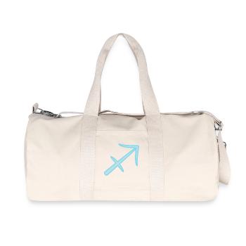 Schütze Tierkreiszeichen Pastel Blau - Recycelte Canvas-Sporttasche von Stanley/Stella - Naturweiß - Vorne