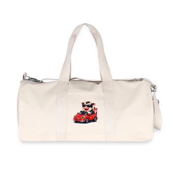 Tough cow in red convertible - Recycled Canvas Sports Bag by Stanley/Stella - natural - Front