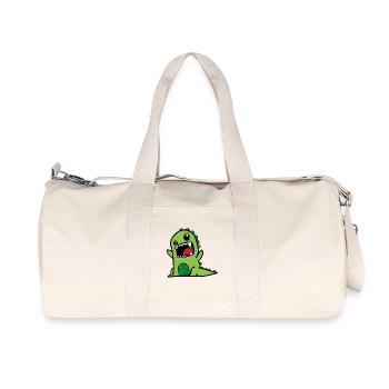 Dinosaur T-Rex Comic Style Dino in green - Recycled Canvas Sports Bag by Stanley/Stella - natural - Front