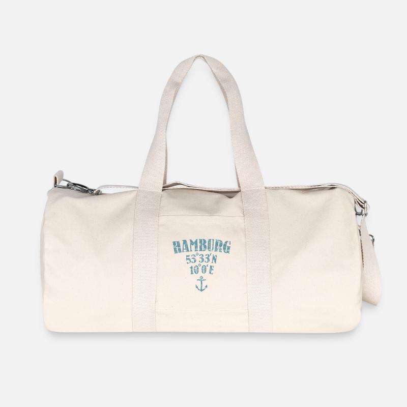 Hamburg Koordinaten - Recycelte Canvas-Sporttasche von Stanley/Stella - Naturweiß